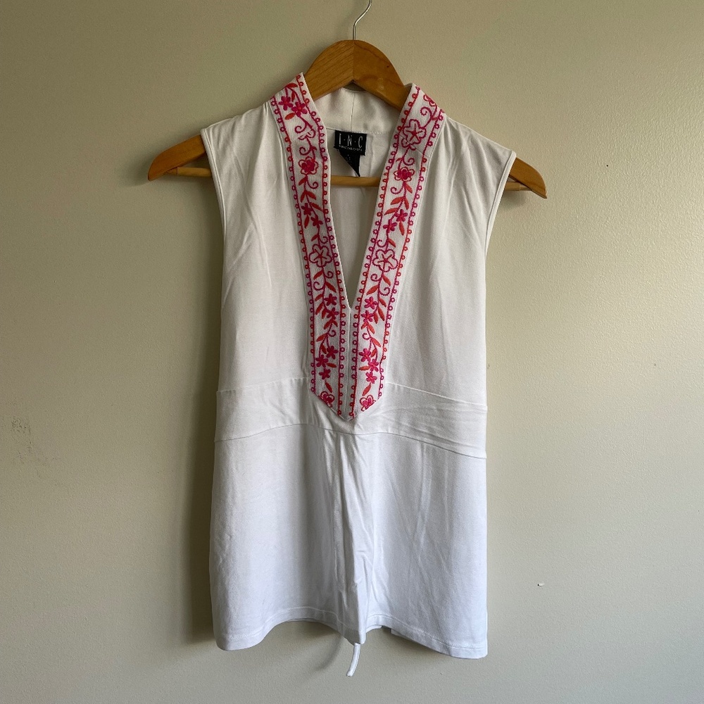 INC Large Sleeveless Beautifully Embroidered Top
